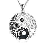 AXELUNA Yin Yang Necklace Sterling Silver Tree of Life Pendant Jewelry Gifts for Women Men