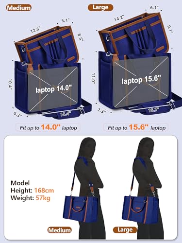 FIORETTO Canvas Tote Bag Purse for Women with Detachable Inner Organizer & Reinforced Bottom, Perfect for Nurses & Teachers for Work, Bible Study, Travel & Everyday Use Navy Blue M by FIORETTO - Used condition - Image 4