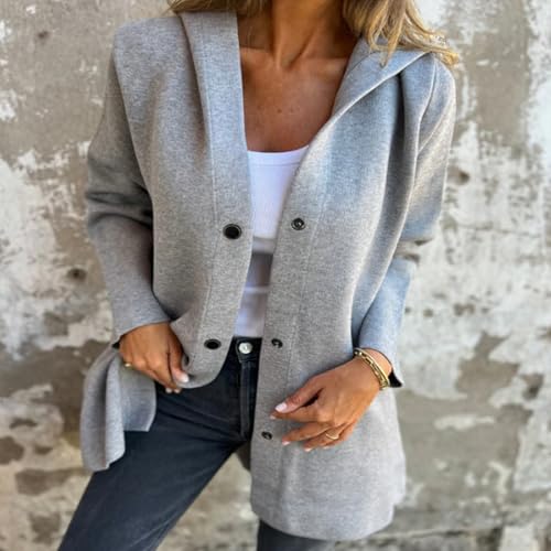 Stadardize Jacket, Womens Casual Single Breasted Hooded Jacket, Hoodie Lightweight Flannel Dressy Trench Coat2