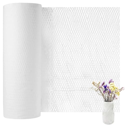 1 papier d'emballage nid d'abeille blanc respectueux de l'environnement pour déménagement, expédition, emballage cassable (5 m x 30 cm)