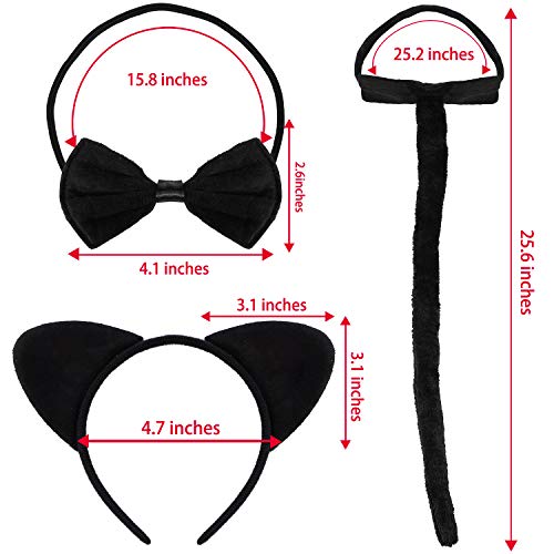 image for URATOT 3 Pieces Cat Ear Headband Bowtie Tail Cat Halloween Set Cosplay