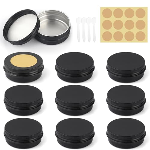 10 Pièces Pots En Aluminium, 30ml Pots De Contenants Cosmétiques Vides, équipées D'une Spatule, D'étiquettes Autocollantes，Récipients Vides En Aluminium Conviennent pour Les Cosmétiques