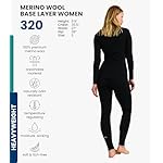 Merino.tech Women’s Merino Wool Base Layer Set - Zip-Up Heavyweight, Midweight Thermal Top & Bottom - Image 2