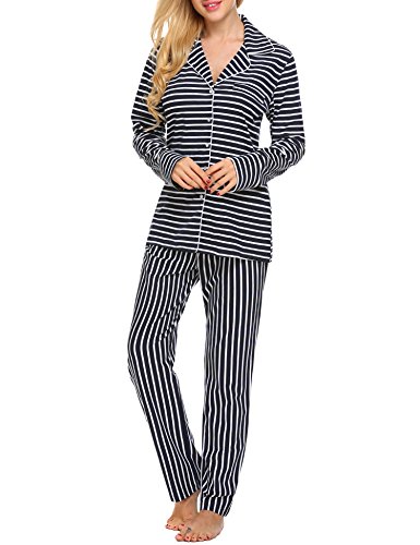 Ekouaer Pajama Set Womens Lightweight Comfy Sleepwear Lingerie Sets (Blue, Medium)