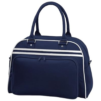 BagBase Bg075fnwh, Borsa da Bowling retrò Navy Bg075 Unisex, Blu Marino Francese/Bianco, M