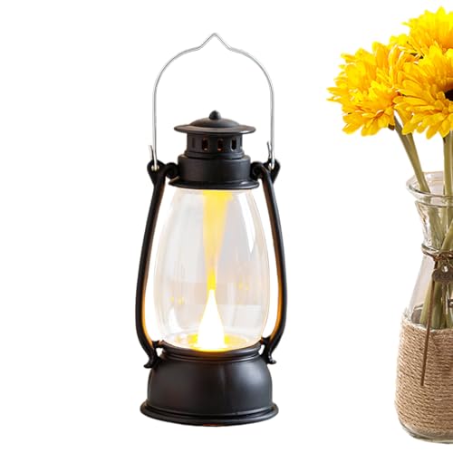 Farolillos de camping vintage, de camping retro de LED | Faroles retro con llama parpadeante - Faroles LED de colores cálidos con asa para mesa, patio, jardín, patio, porche
