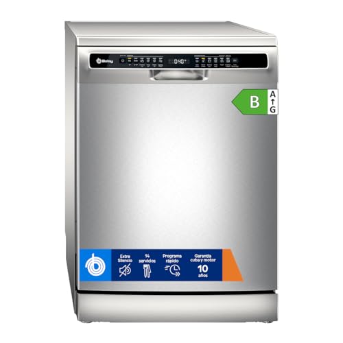 Balay - Lavavajillas de libre instalación, 14 servicios, Pausa + Carga, Motor ExtraSilencio, Home Connect, Acero antihuellas, 3VS6361IP