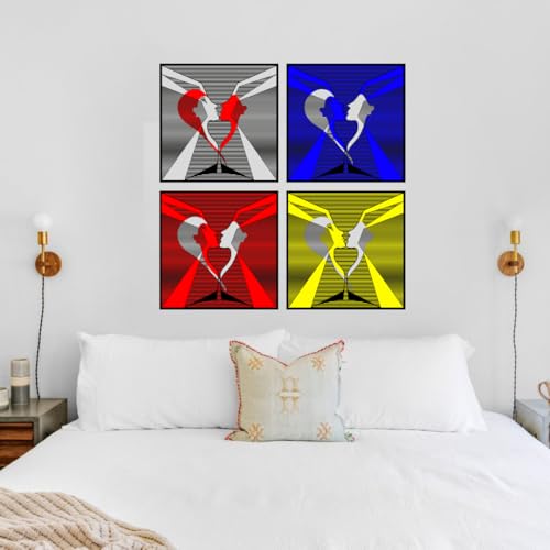 Lot de 4 impressions murales J'ESSENTIA Amour futuriste pour décorer un salon moderne