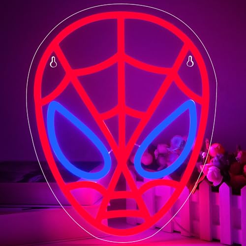 Image of Spider Neon Sign,Spider LED Sign for Children Room,Anime Neon Lights,Superheo Light Up Sign for Bedroom,Game Room,Cool Gifts for Man,Children,Teen Boys,Anime Movie Fans,Size 13.4 * 10.6 in(XD132)