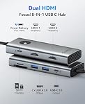 ORICO USB C Docking Station Dual Monitor, 8-in-1 USB C Hub with 2 HDMI 4K@60Hz Ports, 100W PD Charging, USB-A&C 3.0, SD/TF for Laptop MacBook Dell PW11-8PH