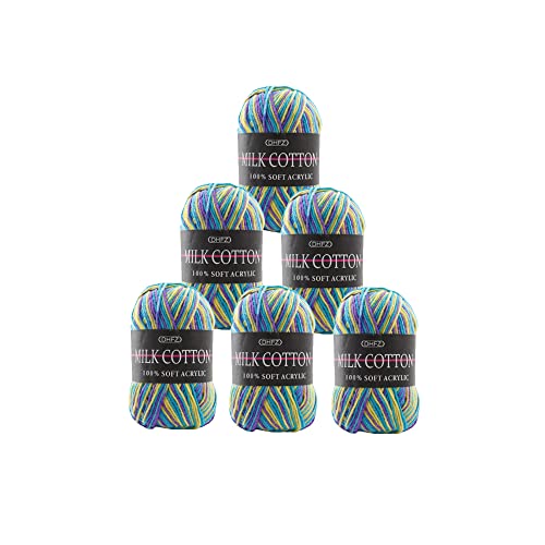 Diverse combinazioni di colori: 6 matassine in colori vivaci,colori vivaci adatti per filati per maglieria per varie occasioni e possono soddisfare le varie esigenze di lavoro a maglia,ideali sia per principianti che per esperti,puoi realizzare maglioni per adulti e bambini.