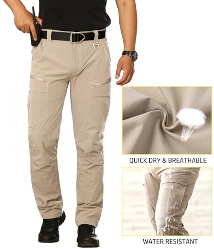 NAVEKULL Men's Lightweight Tactical Hiking Pants Quick Dry Stretch Multi-Pockets Outdoor Work Cargo Pants4