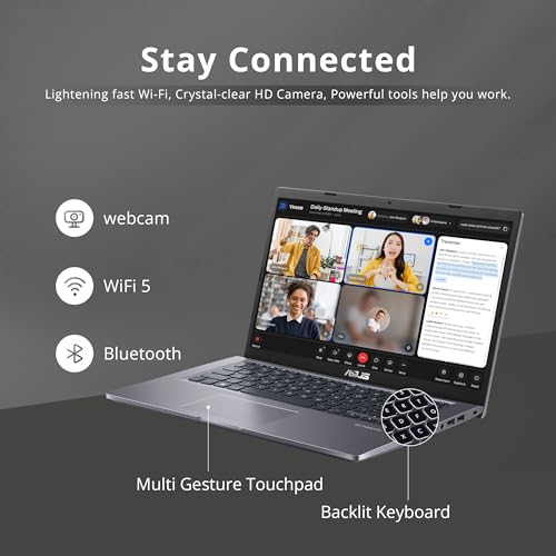 Image of ASUS VivoBook 14 inch FHD Business Laptop, AMD Athlon Gold 3150U, 8GB RAM, 288GB Storage(128GB SSD+160GB Docking Station), AMD Radeon Graphics, Backlit Keyboard, HD Webcam, Wi-Fi 5, Win 11, Slate Gray