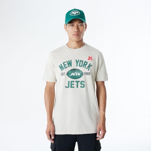New York Jets New Era Cap NFL   Camiseta Regular con Estampado de Equipo Desgastado, diseño gráfico de Piedra, Unisex