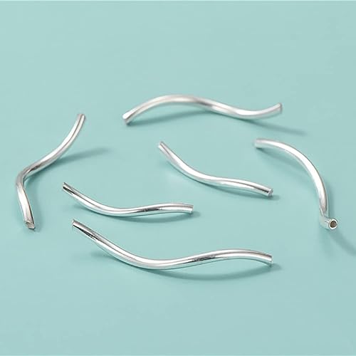 Miniatura 2 de 50 cuentas de tubo de metal curvadas de 0.079 x 0.984 in, cuentas espaciadoras de tubo en forma de S, cuentas de tubo largo trenzado para