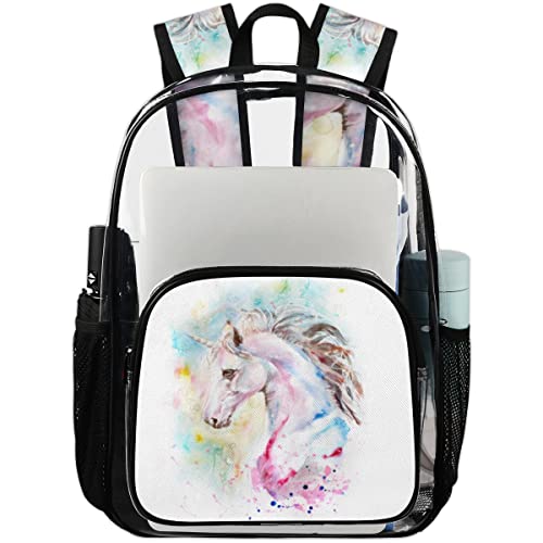 Sac à dos transparent licorne aquarelle idéal pour le sport et les trajets vers l'université