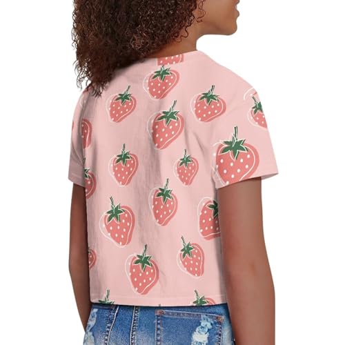 Image of Kids T Shirt Short Sleeve Crop Tops for Girls Summer Clothes Pullover Tees Shirt 5-14