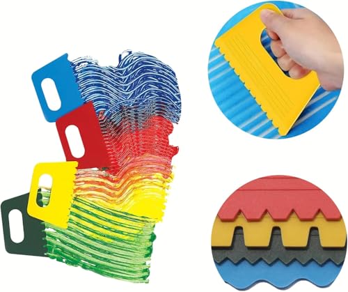 Image of Plastic Paint Scrapers for Water, Oil and Other Types of Painting Paint Texture Design Tool, Clay Texture Design Tool (Pack of 4 Pcs)