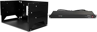 StarTech.com WALLSHELF4U Wall-Mount Server Rack, Adjustable Depth 12" to 18" Components, Black, 4u & 8 Outlet Horizontal 1U Rack Mount PDU Power Strip for Network Server Racks (RKPW081915)