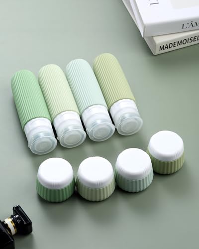 Image of Mrsdry Travel Bottles 8 Pack, TSA Approved 3 oz Travel Containers with Clear Bag, Leak Proof Silicone Squeezable Essentials Jars