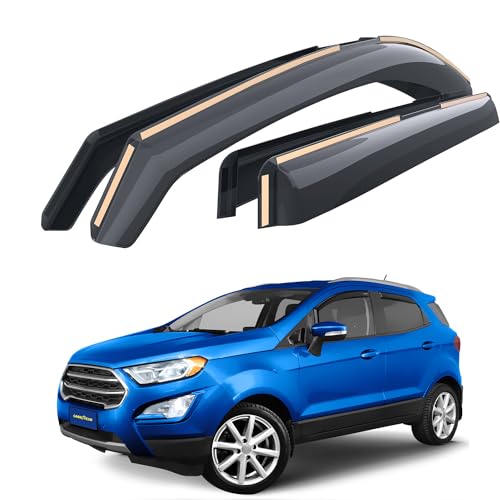 Goodyear Shatterproof in-Channel Window Deflectors for Ford EcoSport 2018-2022, Rain Guards, Window Visors for Cars, Vent Deflector, Car Accessories, 4 pcs - GY007890