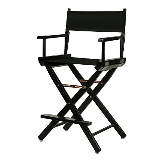 Casual Home 24" Director's Chair Black Frame-with Black Canvas, Counter Height