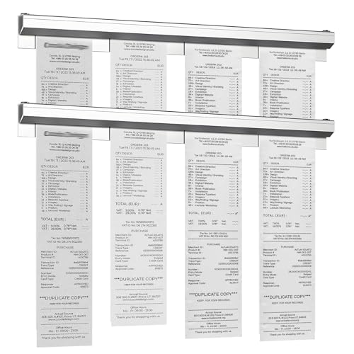 Barra de Pedidos, 2Pcs Porta Tickets Restaurante 30cm, Soporte Comandero Metalico Aluminio Autoadhesivo Clip Porta, Barra Porta Comandas para Sujeción de Notas Aluminio para Restaurant Cafes Bars Pubs