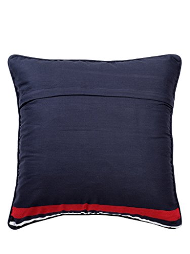 Image of Swayam Set of 2 Striped Print Cotton Blue Cushion Cover | 24 x 24 Inch | Soft Breathable Fabric with Hidden Zipper | Decorative & Stylish Cushion Covers for Sofa, Living Room, Bedroom & Couch