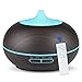 Depnee Essential Oil Diffuser, USB 550ml Humidifier with Remote Control, Timer, Waterless Auto Shut-off and 7 LED Light Colors for Home Bedroom Office Yoga Spa - Dark Wood Grain