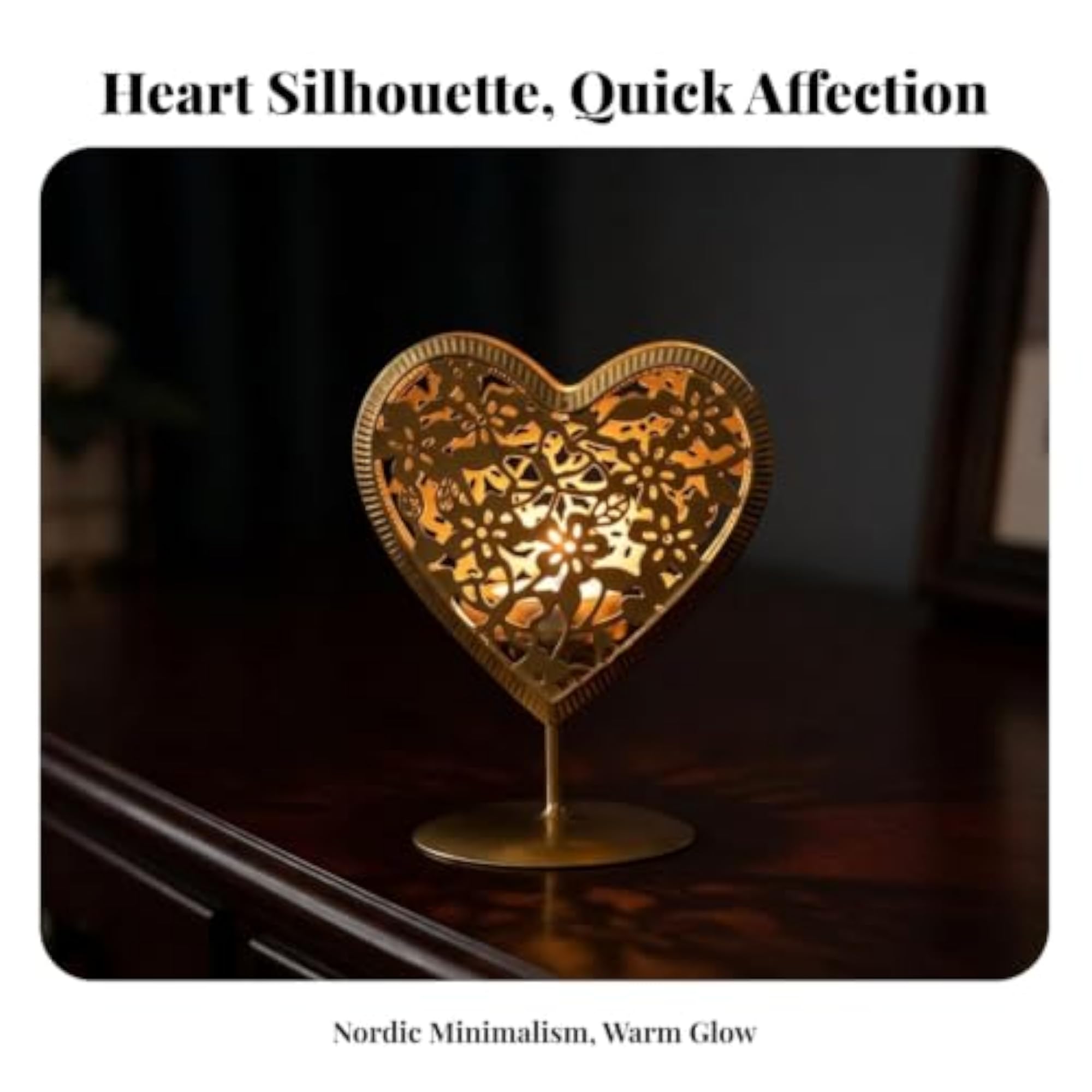 Openwork Heart Metal Candle Holder, Elegant Tabletop Decor