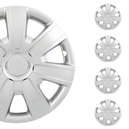 SCITOO Long-Lasting 14 Silver Hubcaps fits Multiple Models Stylish & Rust-Resistant 14 inch Hub Caps Set of 4 Wheel Covers with Universal Snap-On Retention Rings