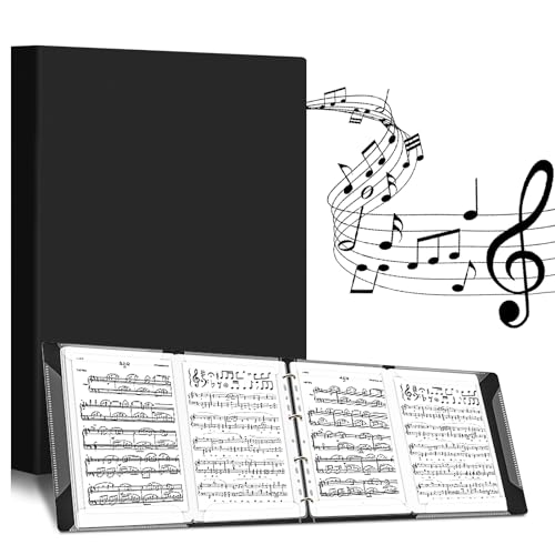 Classeur à Partitions 6 Pages - Dossier Pliable A4 Noir | Porte-Partitions Pour Musicien
