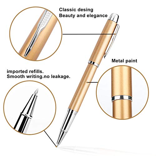 Rollerball Pen - 3 Pack Of Ballpoint Ball Pen For Men Women Executive Business Office School Use,Executive Nice Pens For Business Birthday Gift With Gift Box,3 Extra 0.5 Mm (Black,Golden,Silver) #TOP3