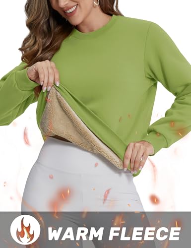 Image of TACVASEN Women's Crewneck Sweatshirt Fleece Lined Sherpa Pullover Winter Shirt Warm Sweaters Long Sleeve Tops