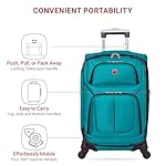 SwissGear Sion Softside Expandable Luggage – Carry-On Suitcase with 360 Degree Wheels & Retractable Handle – 21 Inch, Perfect for 1-3 Night Trips – Teal - Image 4