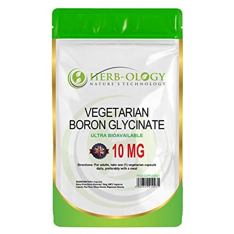 Herb-Ology Bor 10mg | 90 Vegane, Chelierte Boron Kapseln | Hochdosiertes Borglycinat | Hergestellt in einem ISO-zertifizierten Betrieb in Großbritannien Cover