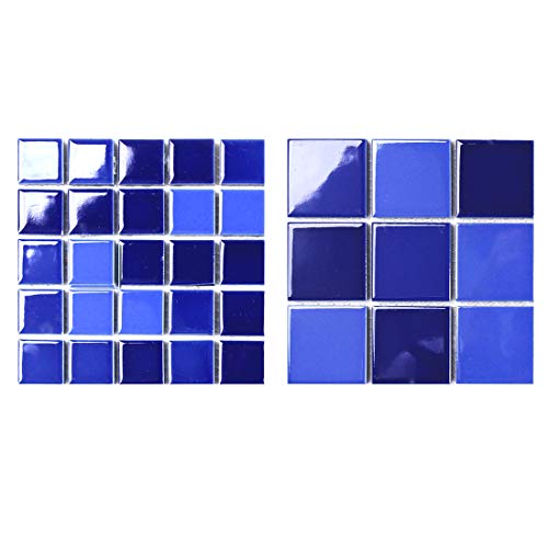 YOUYOUCAO Dark Blue Swimming Pool Mosaic Small Ceramic Tile Fish Pool Ceramic Tile Glazed Bright Toilet Wall Tile Floor Tile Anti Slip wear Resistant (2 Model Samples, Dark Tricolor Blue)
