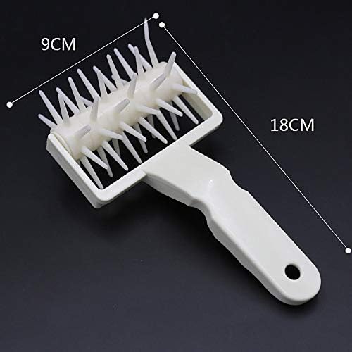 VOANZO Pizza Needle Spiked Roller Tool Wheels Rolling Pastry Cutter Cake Bread Punch Machine Plastic DIY Baking Handle (white)