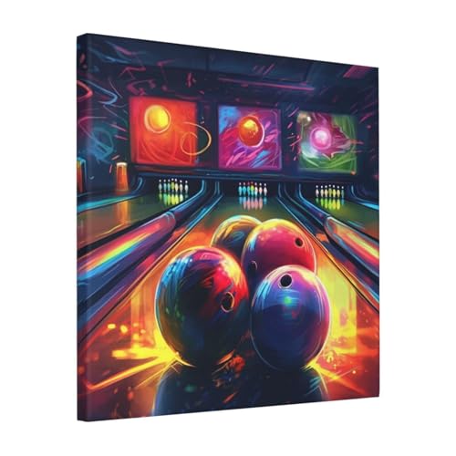 Peintures à thème boules de bowling sur toile carrée résistante 40cm