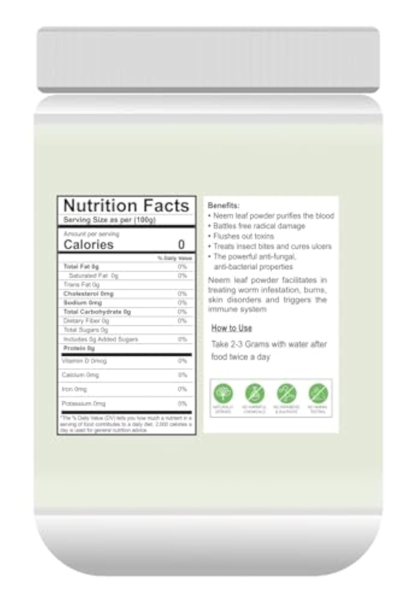 Globyherbs 100% Pure Neem Leaves Powder - 500 Grams