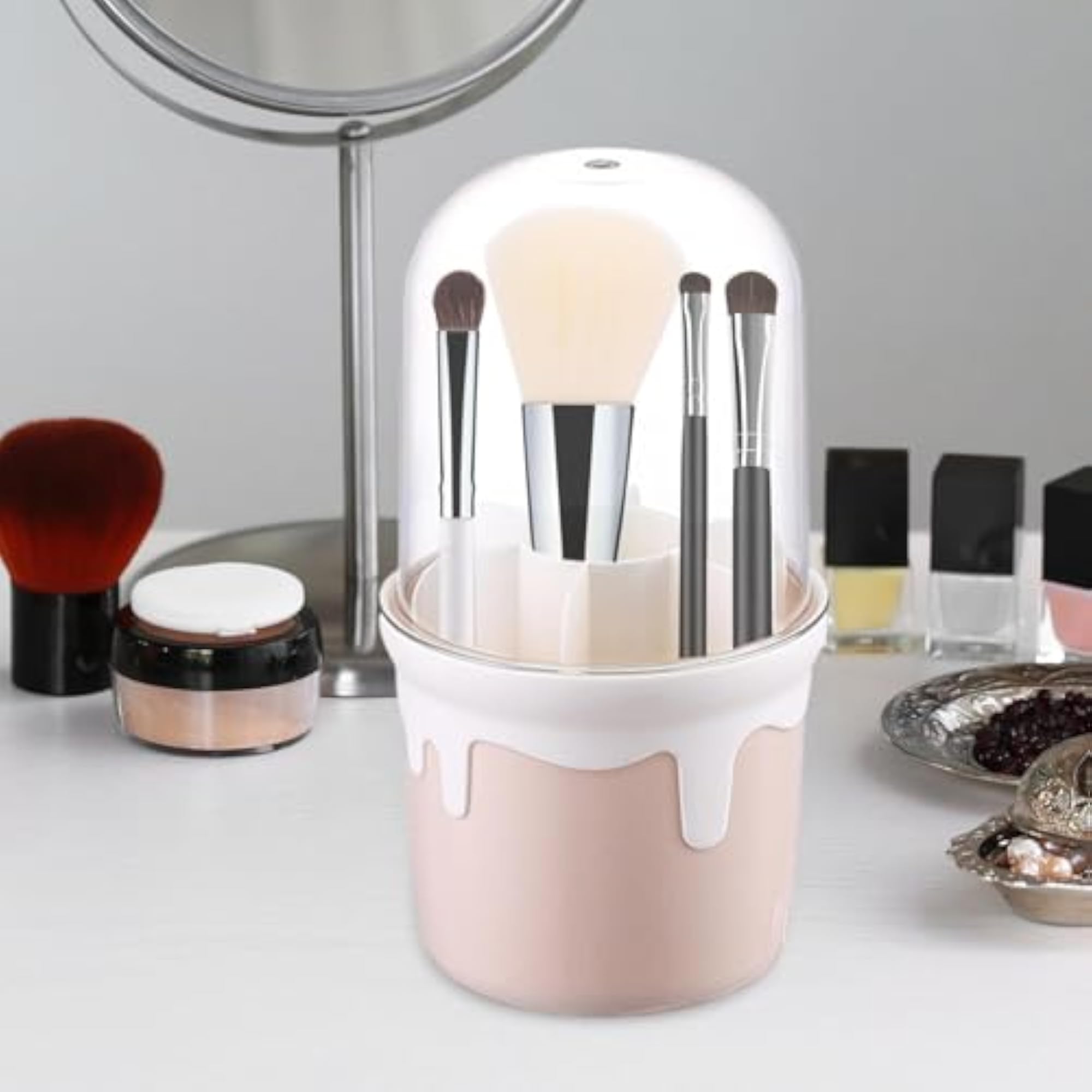Makeup Brush Holder, Dustproof Storage Box for Vanity