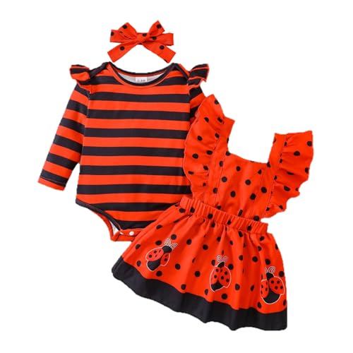 Ropa Bebe Niña, Conjunto Bebe Recien Nacido, Ropa Bebé Body con Volantes Estampado de Mariquita Osos Abeja Manga Corta Vestido Diadema Conjuntos para Recién Nacida