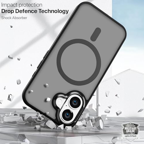 Image of GRIPP Bolt Xtreme Case Compatible with Mag-Safe for iPhone 16 Plus | 6ft Drop-Tested with D30 Technology, Raised Edges, Anti-Fingerprint, Anti-Slip, Translucent Matte Textured Back Cover - Black