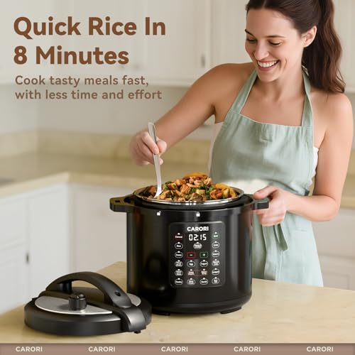 Image of 12-in-1 Electric Pressure Cooker 8 Quart, 1200W olla de presion Multi-Cooker with Stainless Steel Pot, Slow Rice Cooker, Saute, Steamer, Yogurt & Food Warmer, Delay Timer, Black