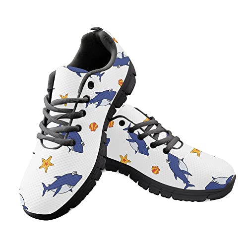 Amzbeauty Chaussures décontractées classiques à lacets en maille pour femme, légères, confortables, douces, taille 35-42, Requin amusant., 41 EU