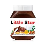 Nutella Custom Text Sticker Wrapper For Jar Chocolate Gift Set - Matte Vinyl Stickers & Labels for 350 g Hazelnut Spread Jars - Birthday Hamper & Christmas Gifts (Little Star (fits jar 350 g))