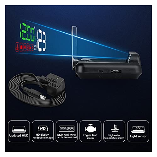 OBD2 Hud Head-Up Display On-board Computer Digital Car Speedometer Fuel Mileage Gauges Projection Auto Electronics Accessories (Color Name : Green)