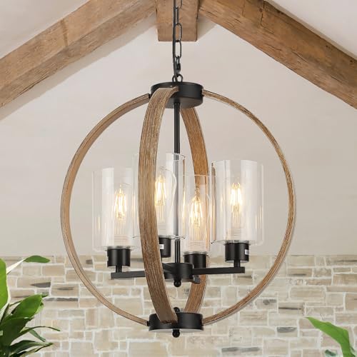 QianZhan Farmhouse Chandelier Light Fixture, 18in Rustic Dining Room Chandeliers