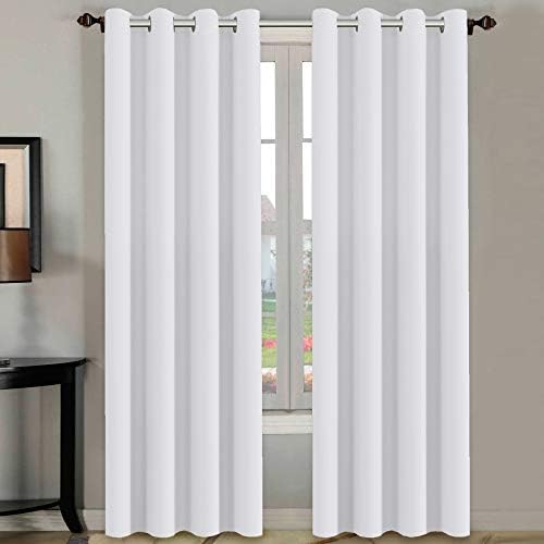H.VERSAILTEX Thermal Insulated White Curtains 108 inches Long for Patio Glass Door, Winow Treatment Extra Long Panels Drapes, Grommet 2 Panels, Pure White