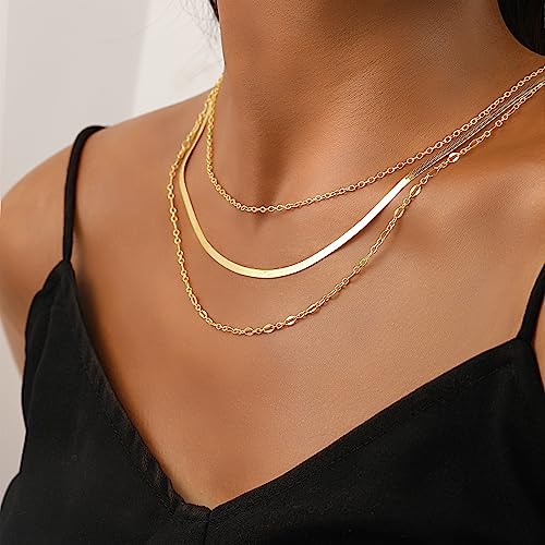 If You 6 Pcs Gold Chokers Necklace Set For Women Girls, 14K Gold Plated Cz Pendant Necklace, Trendy Dainty Snake Chain Layered Necklaces For Jewelry Gifts #TOP3